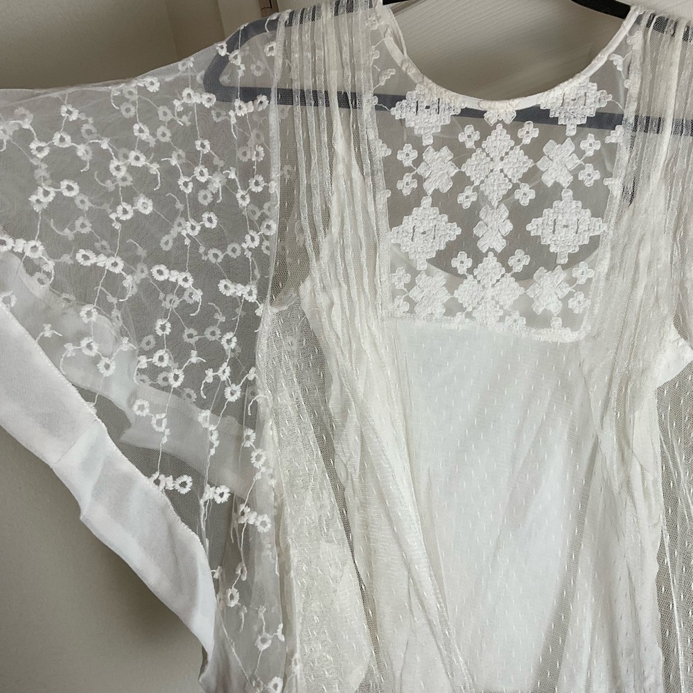 Zara Basic Collection Embroidered Lace Kaftan Top… - image 5